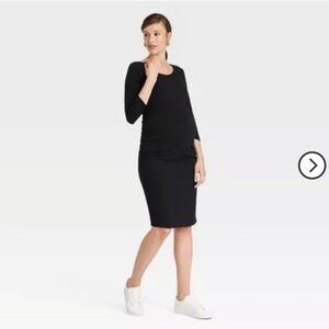 MATERNITY 3/4 Sleeve Essential T Shirt  Dress - Isabel Maternity by Ingrid Black